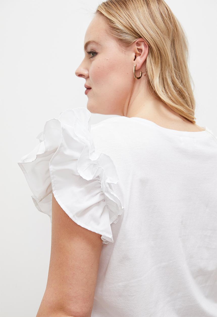 edit - Ruffle sleeve top - white
