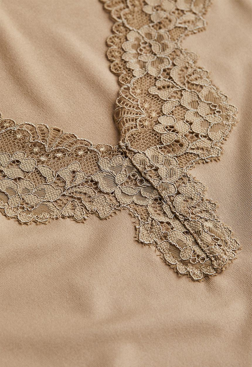 H&M - Lace-trimmed body - beige