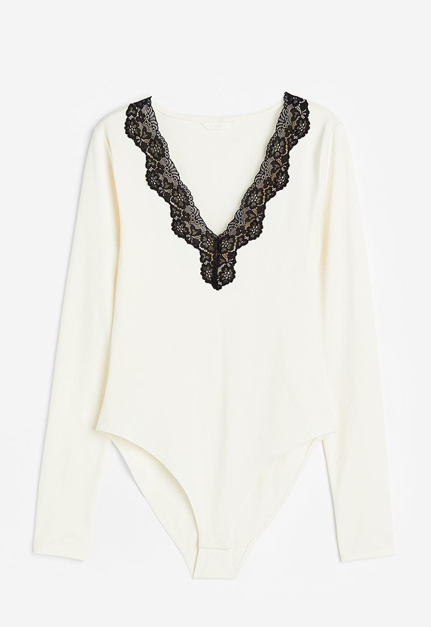 H&M - Lace-trimmed body - white