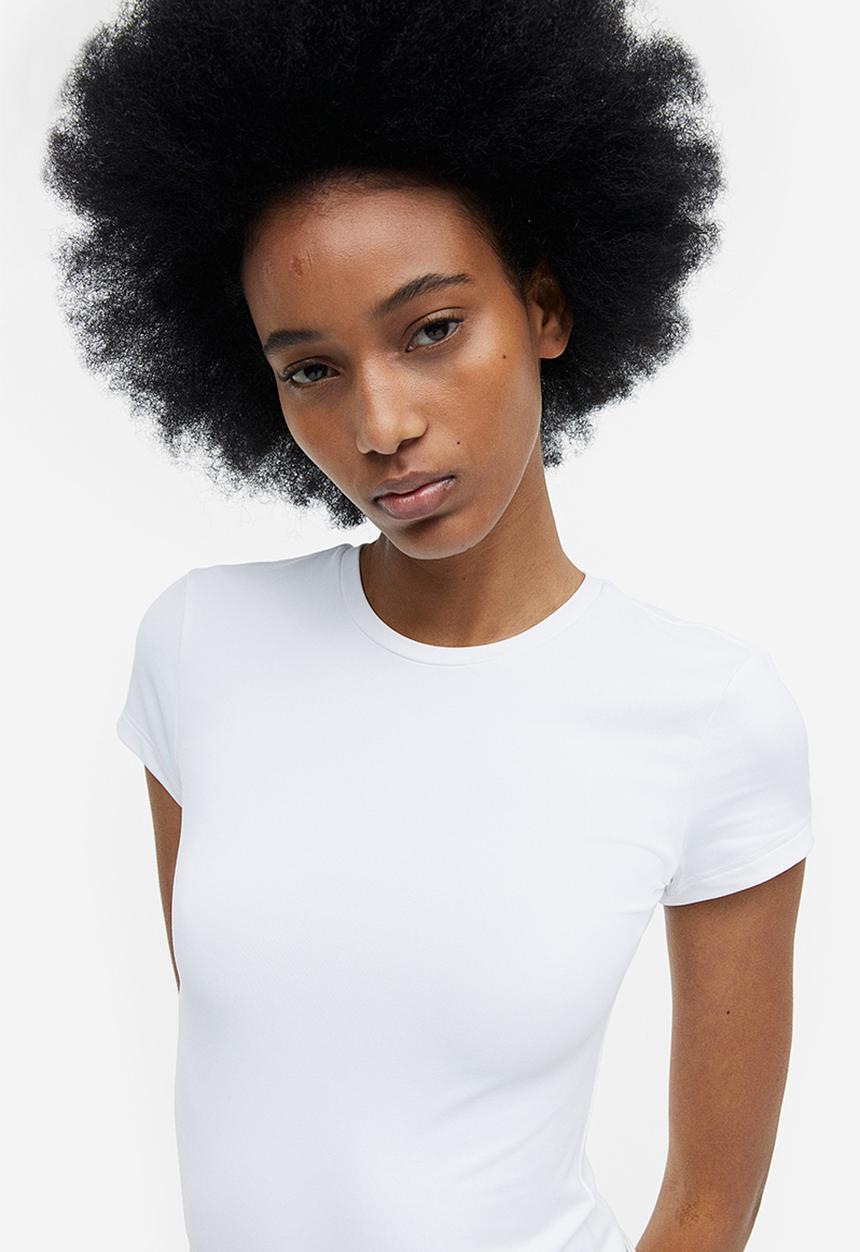 H&M - Fitted microfibre T-shirt - white