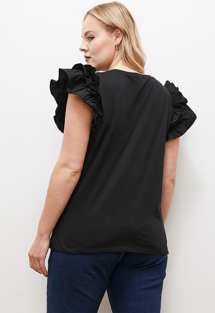 edit - Ruffle sleeve top - black