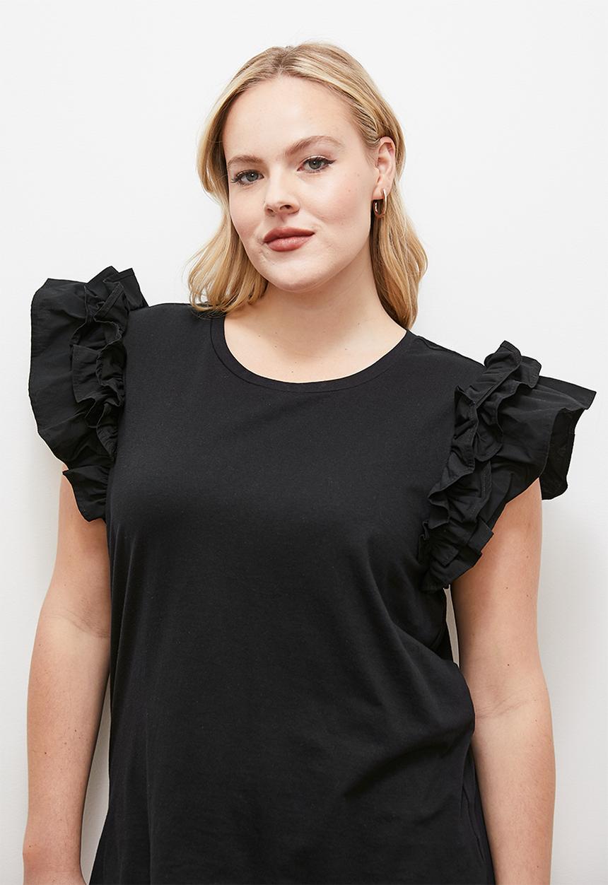 edit - Ruffle sleeve top - black