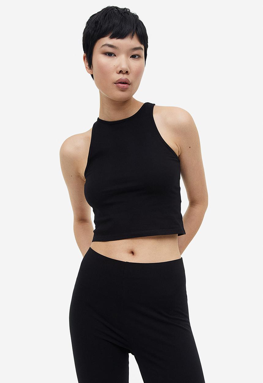 H&M - Cropped vest top - black