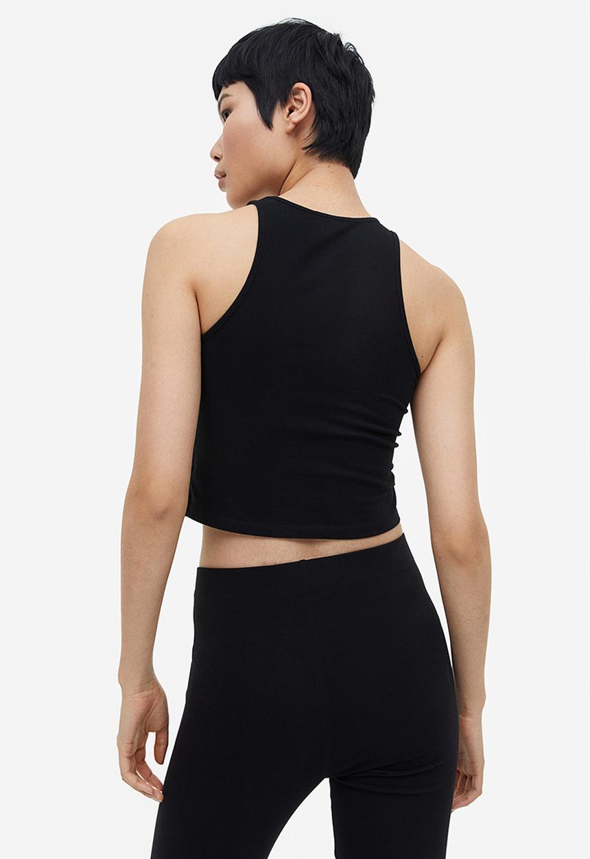 H&M - Cropped vest top - black
