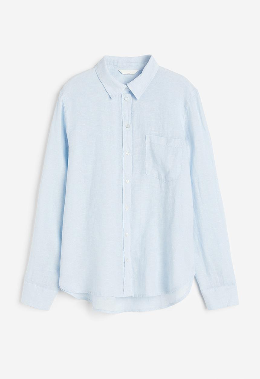 H&M - Linen shirt - light blue marl