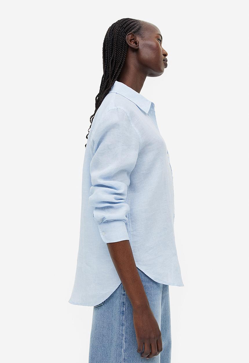 H&M - Linen shirt - light blue marl