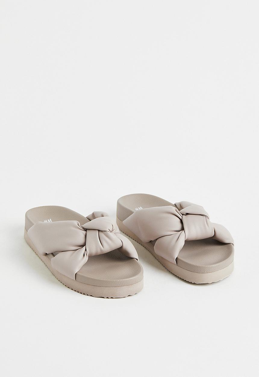 H&M - Knot-detail slides - beige 