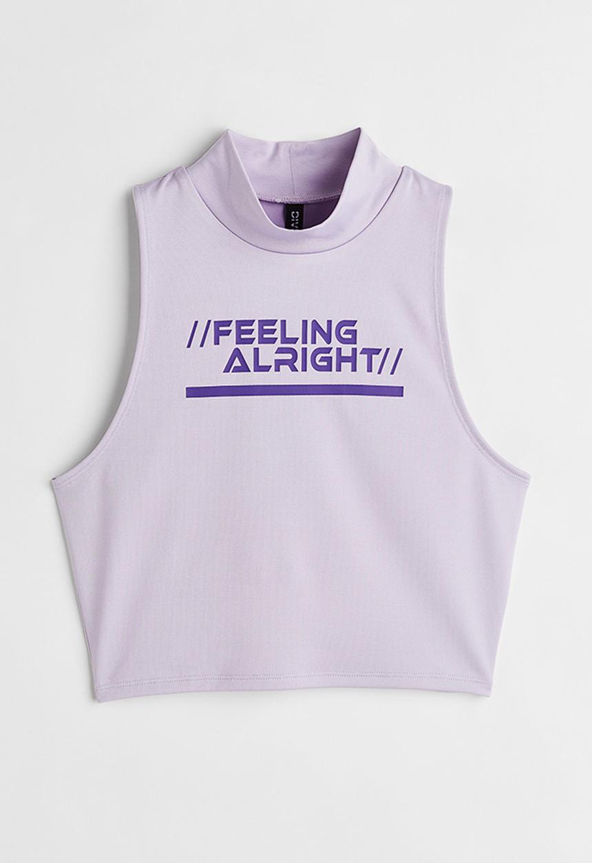 H&M - Printed jersey top - light purple/feeling alright