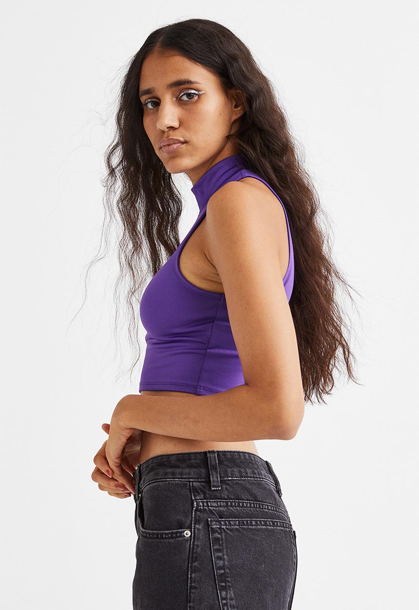 H&M - Printed jersey top - purple/moon