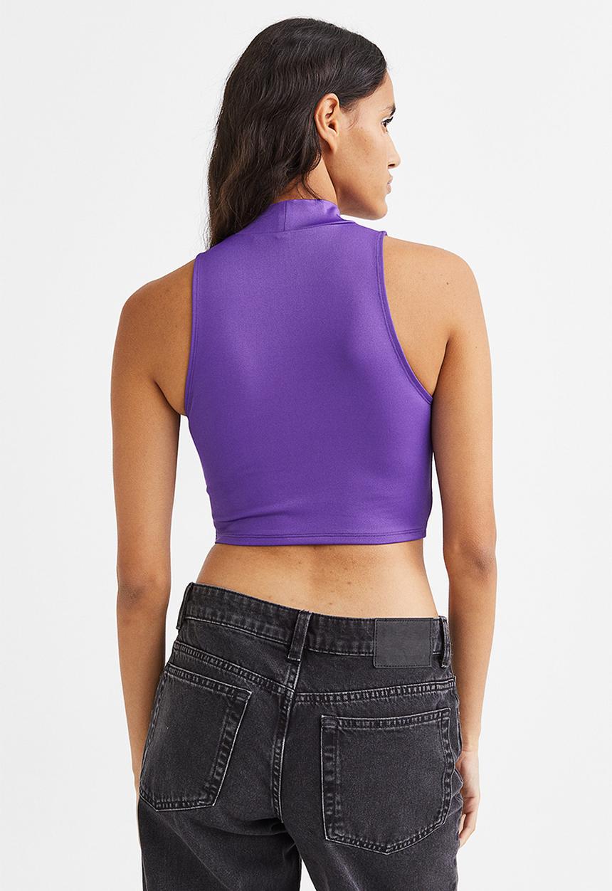 H&M - Printed jersey top - purple/moon