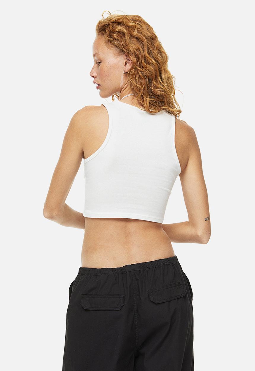H&M - Cropped cotton vest top - white