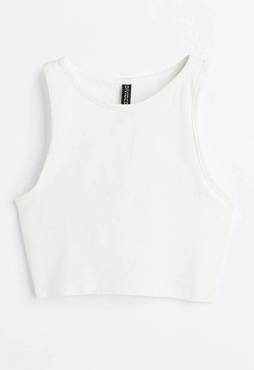 H&M - Cropped cotton vest top - white