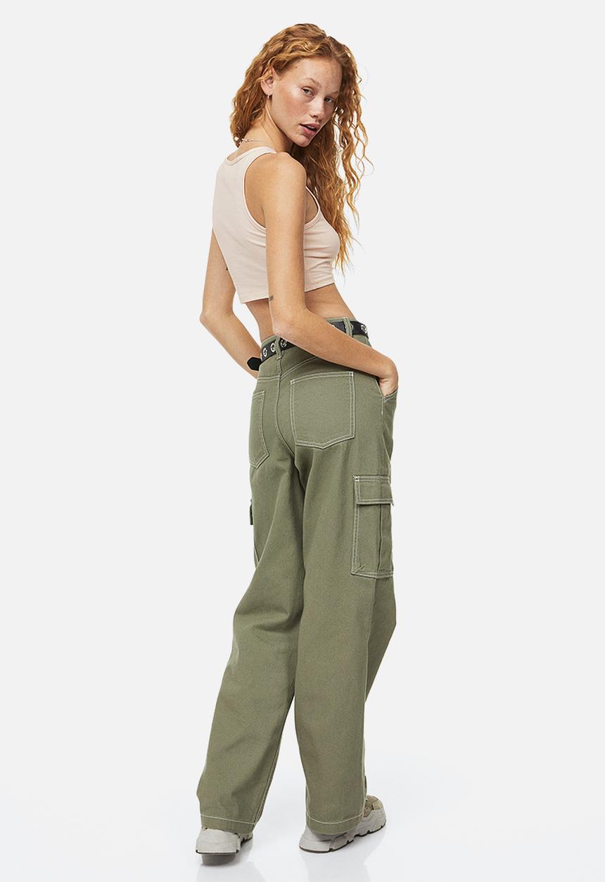 H&M - Cropped cotton vest top - light beige 