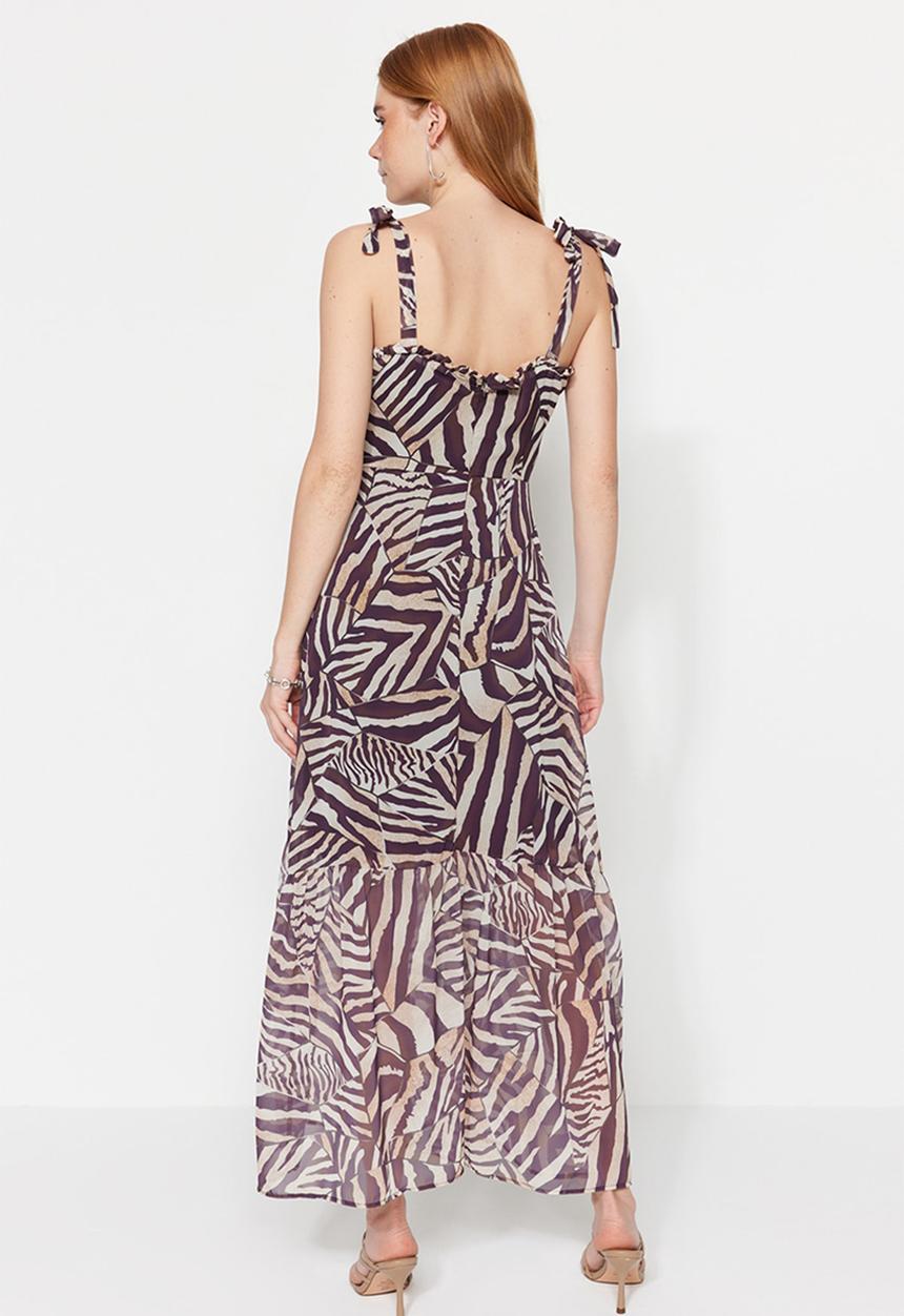 Trendyol - Geo a-line maxi dress - brown