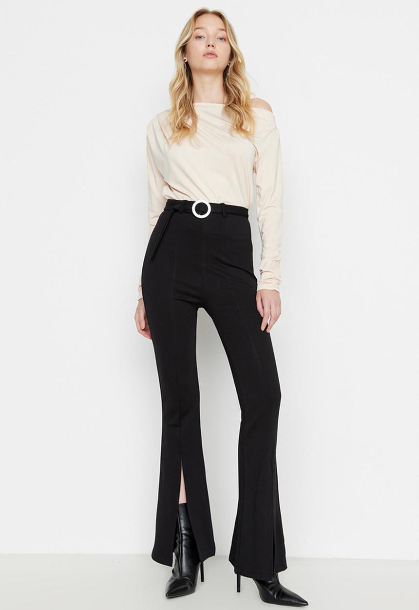 Trendyol - High rise flare pants - black