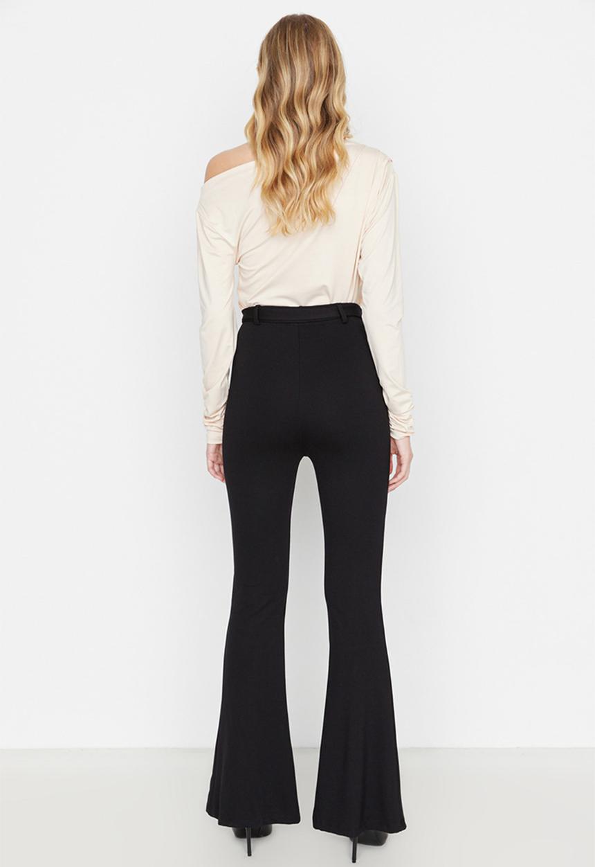 Trendyol - High rise flare pants - black