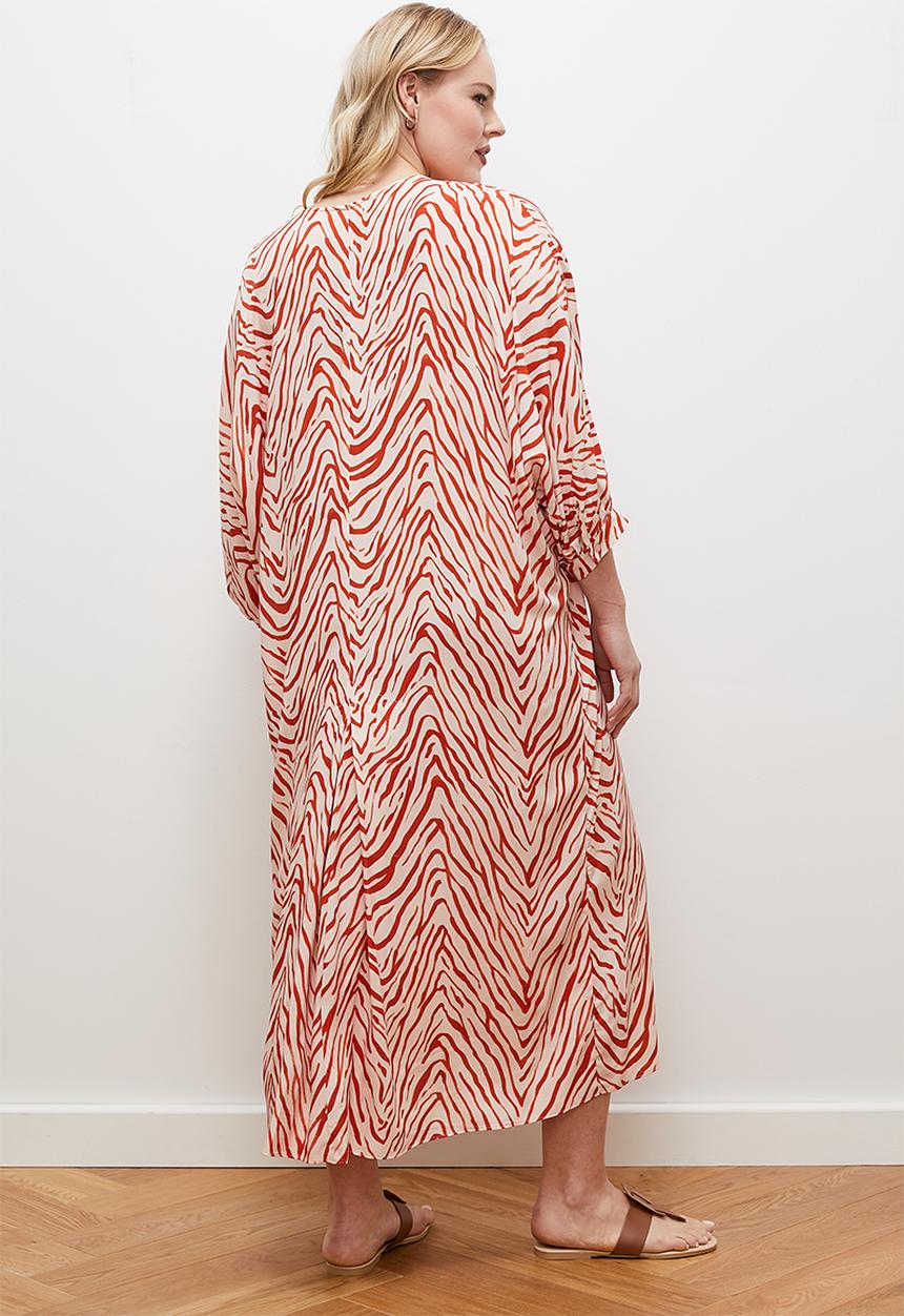 edit - Printed midi dress - rust ecru zebra1
