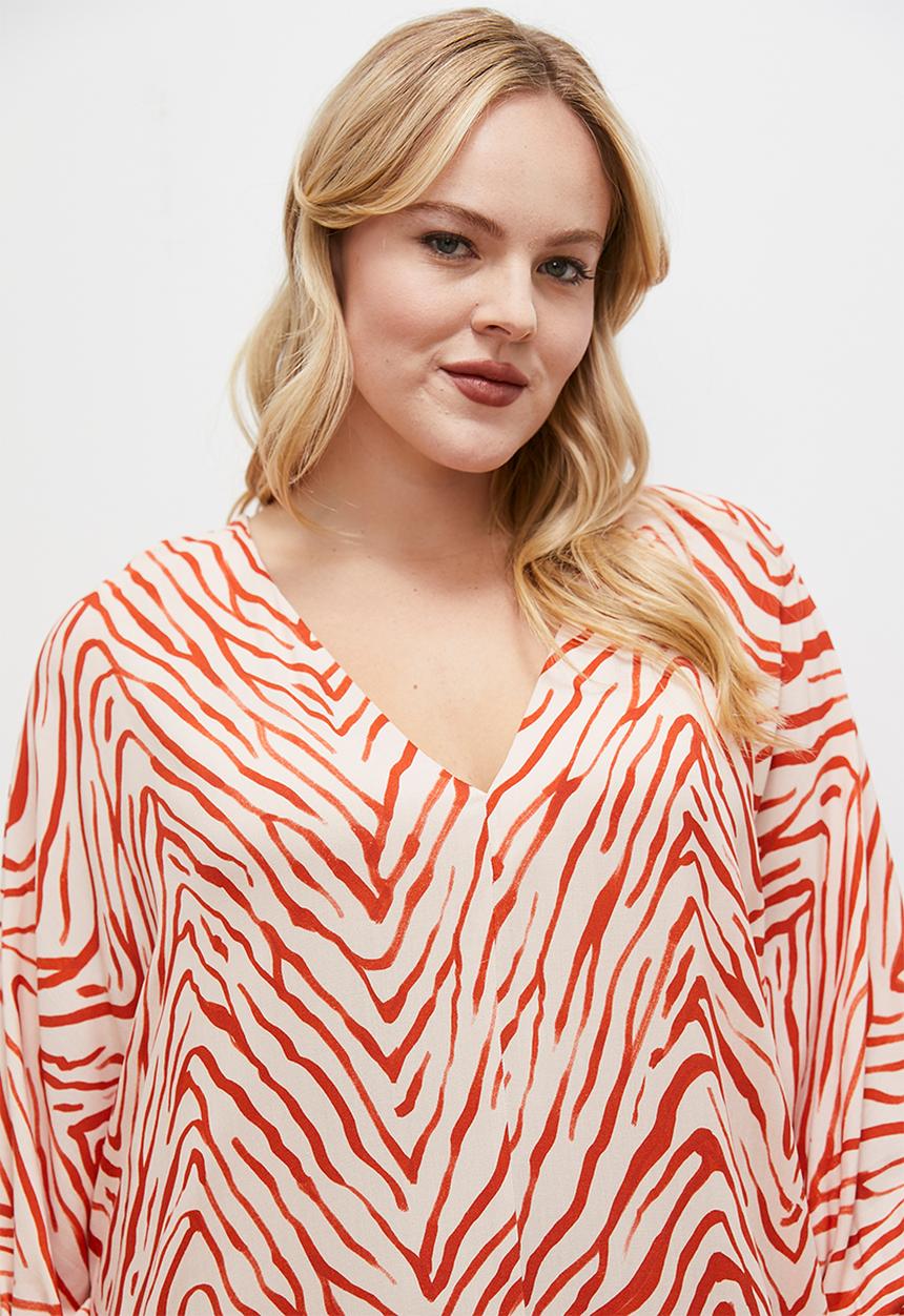 edit - Printed midi dress - rust ecru zebra1