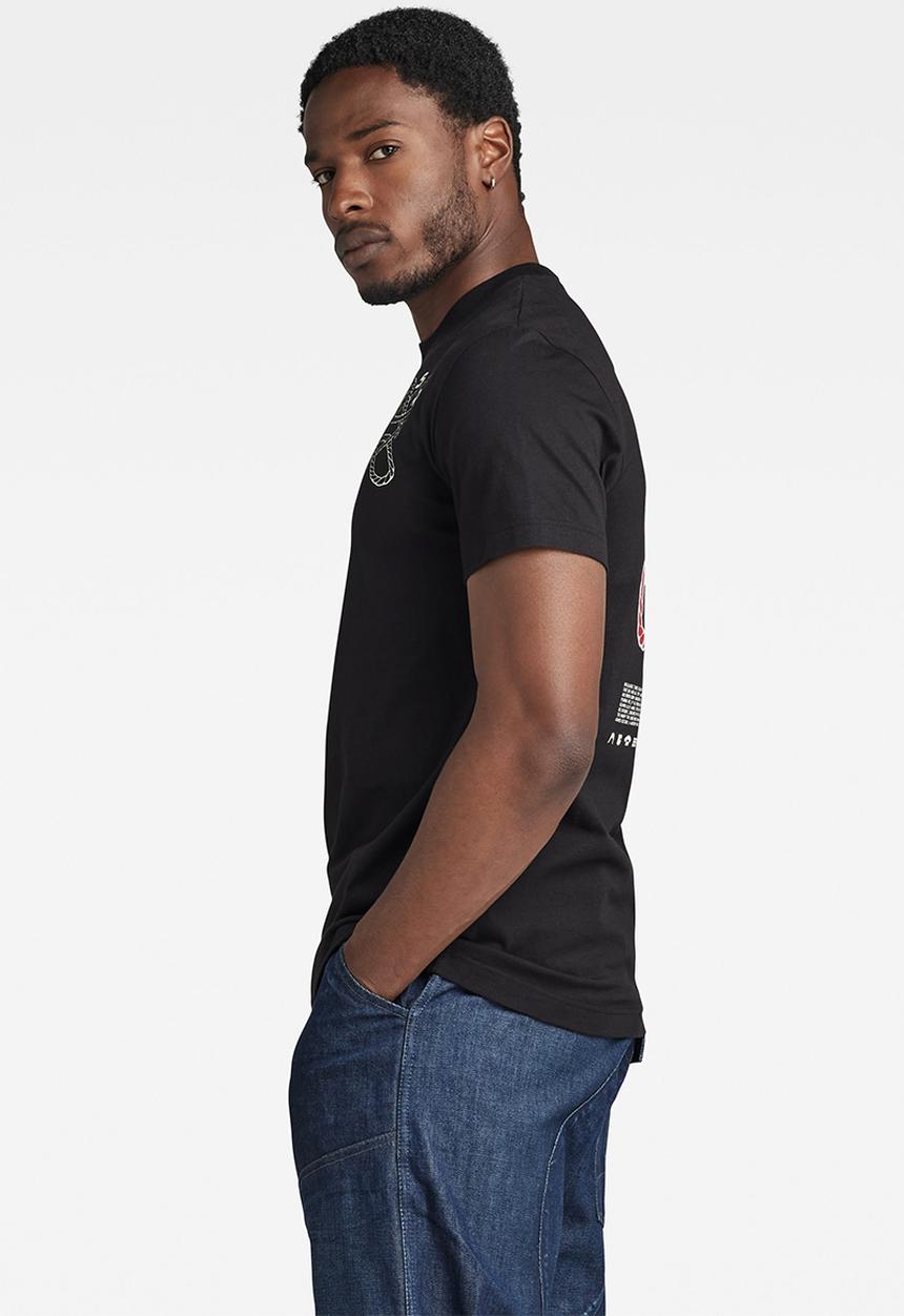 G-STAR - Puff print back gr r t compact jersey o - dark black