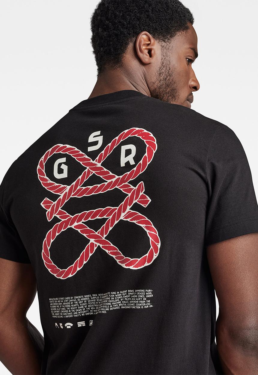 G-STAR - Puff print back gr r t compact jersey o - dark black
