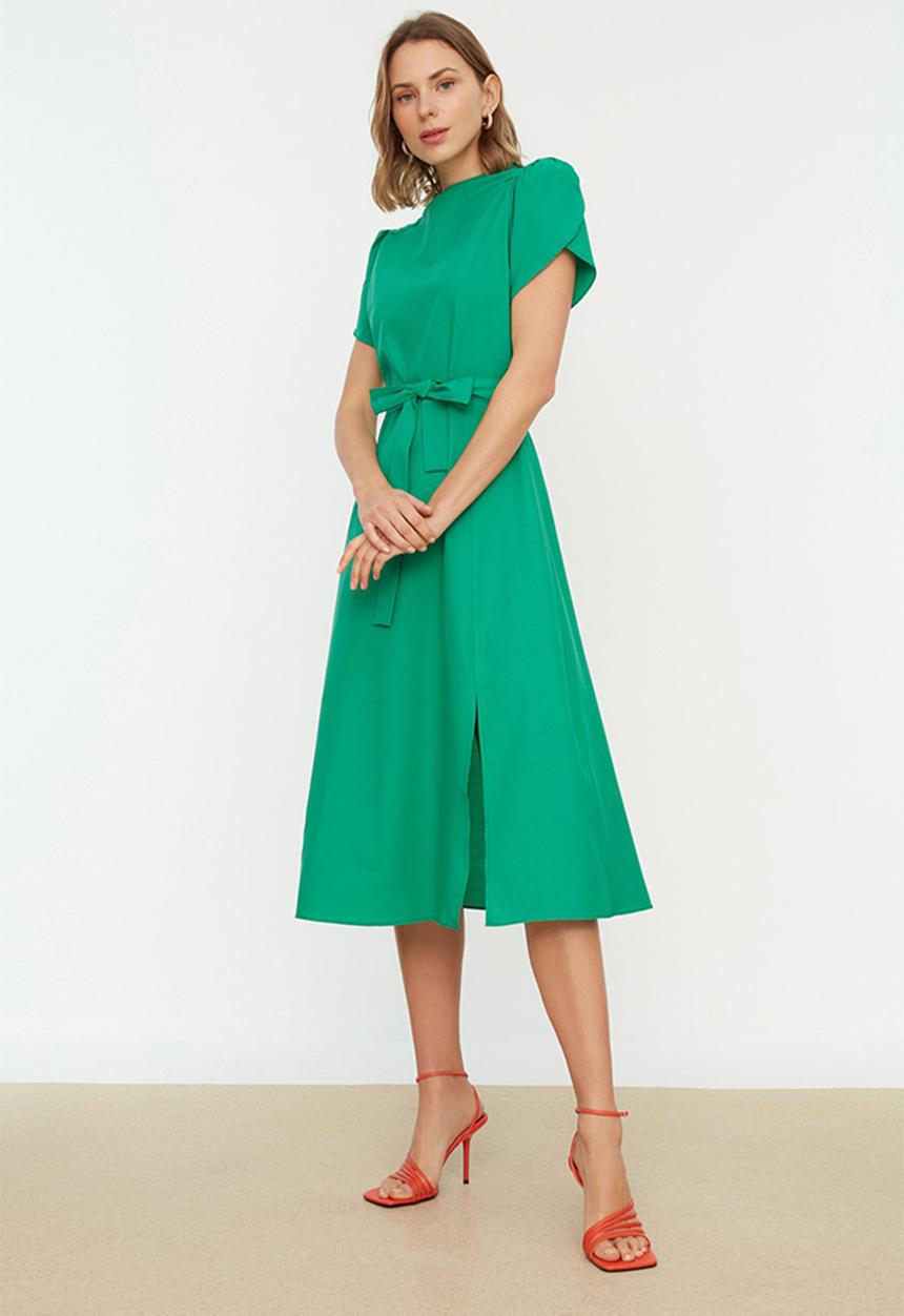 Trendyol - Tulip sleeve midi dress - green