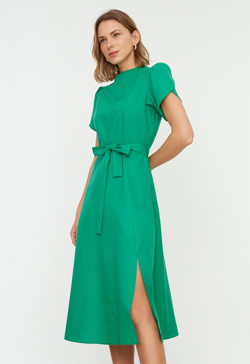 Trendyol - Tulip sleeve midi dress - green