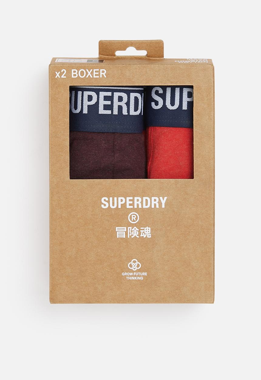 Superdry. - Boxer multi double pack - burgundy & red