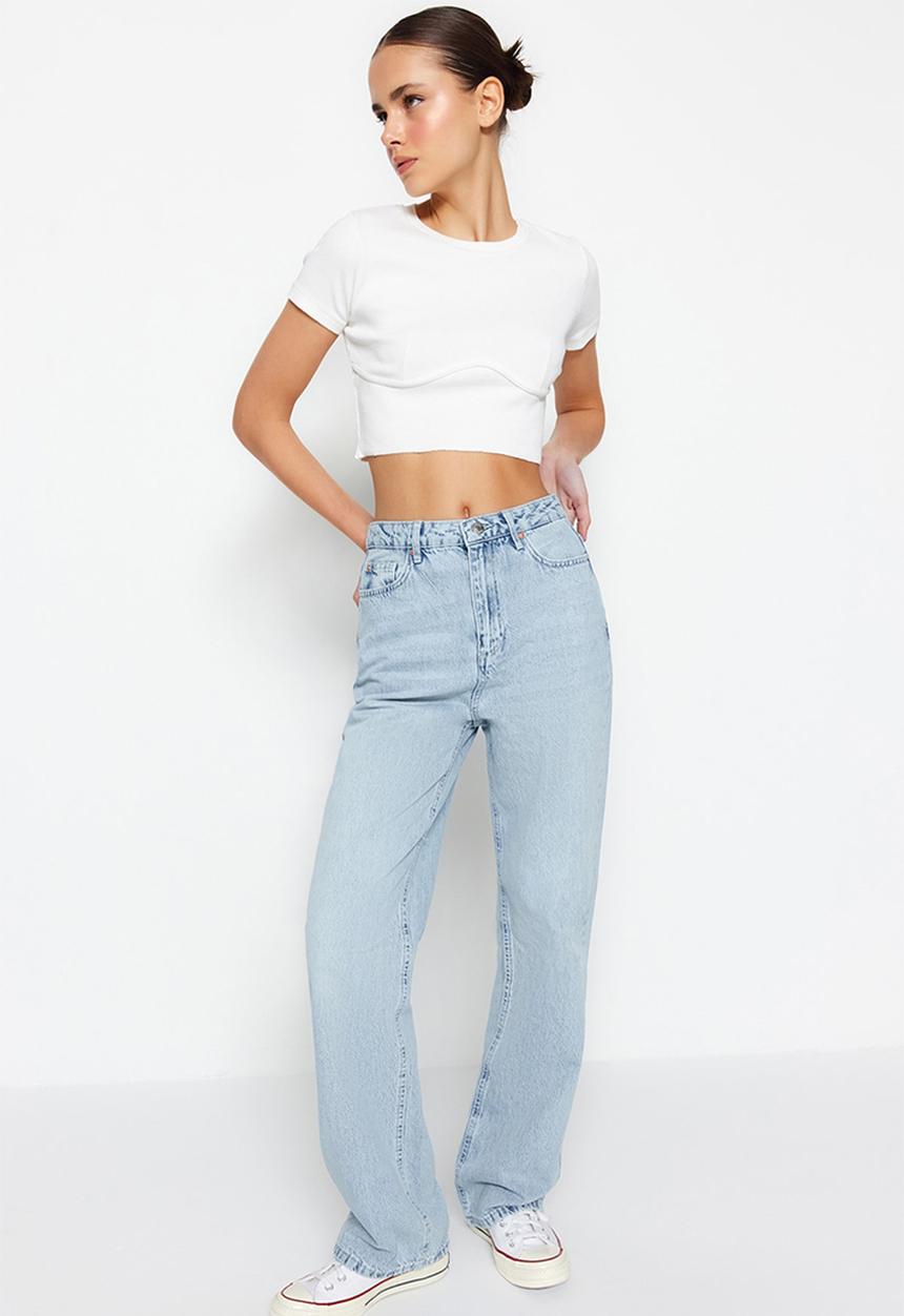 Trendyol - High rise wide leg jeans - blue