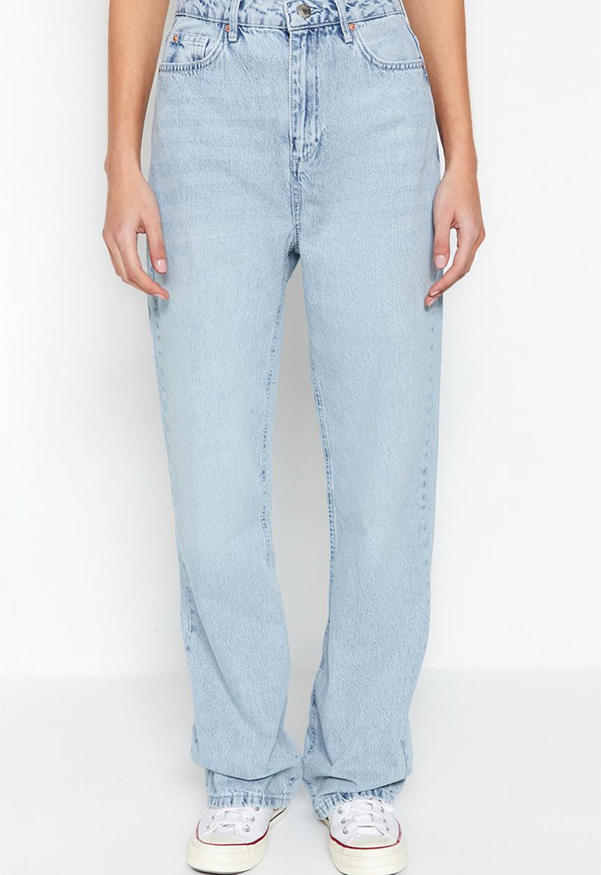 Trendyol - High rise wide leg jeans - blue