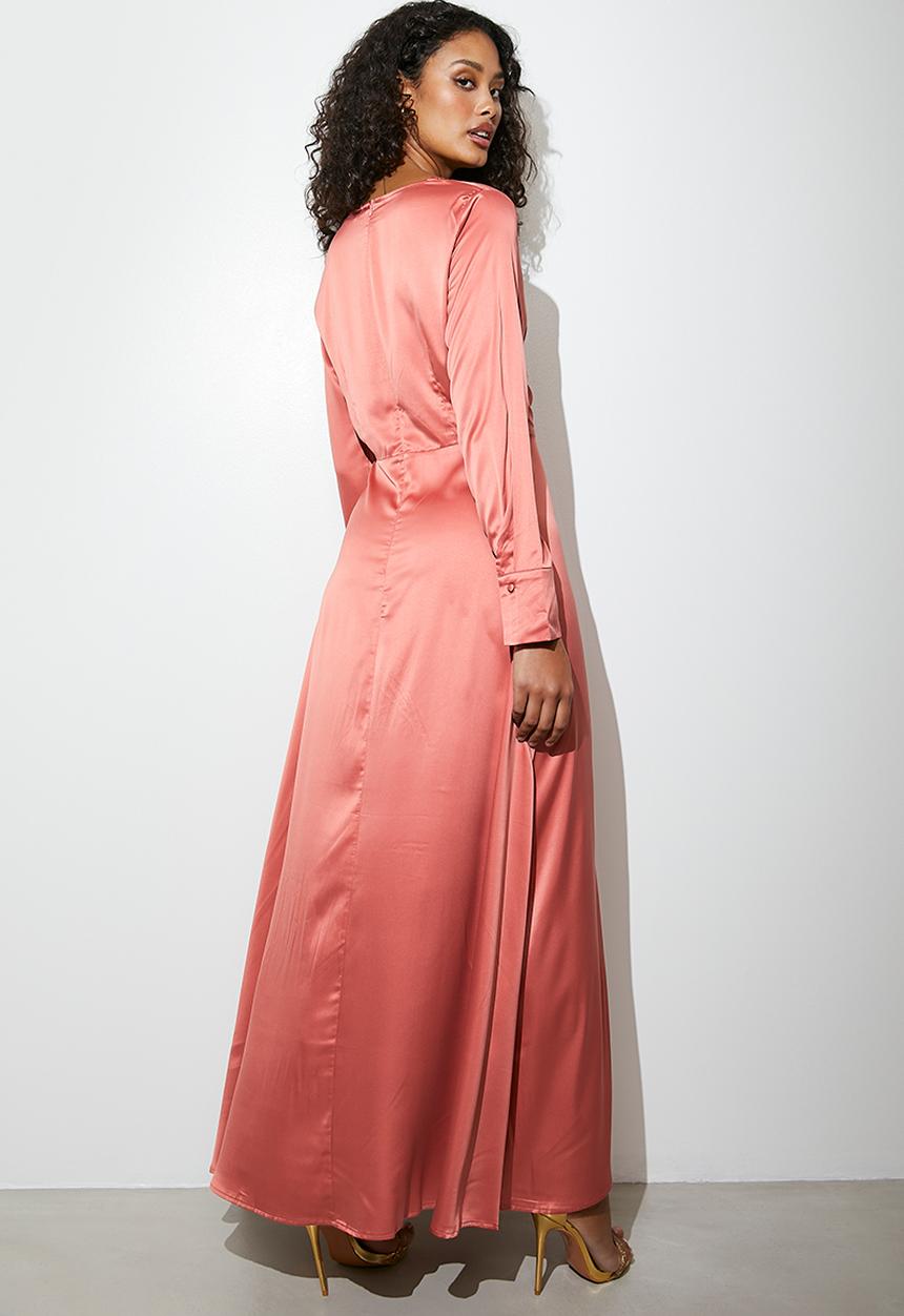 VELVET - Satin wrap maxi dress - oyster