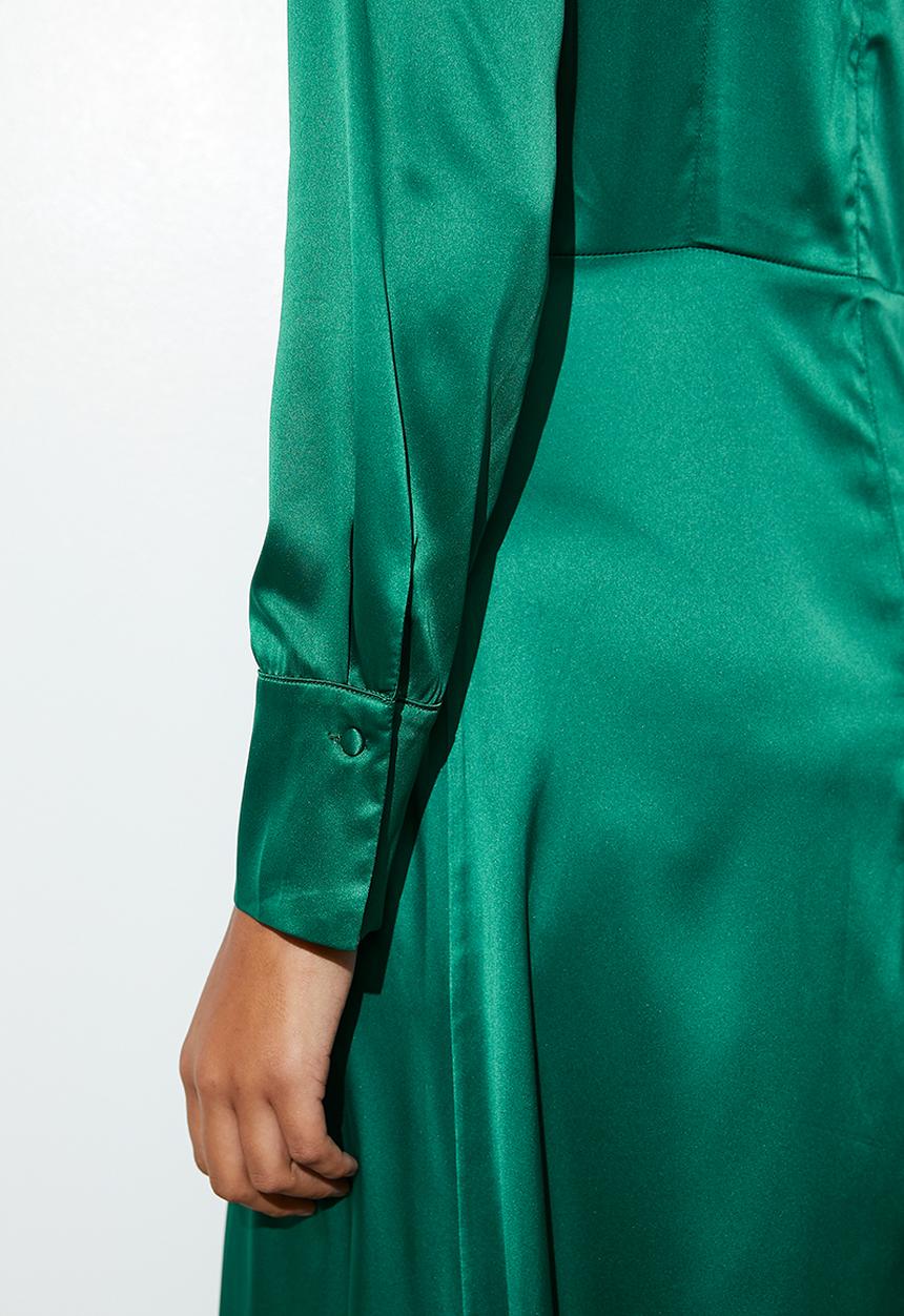 VELVET - Satin wrap maxi dress - green