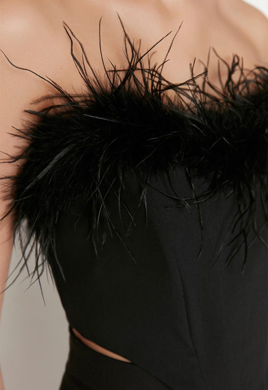 Trendyol - Feather corset top - black