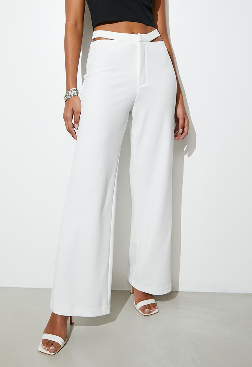VELVET - Waist cutout wide leg - white