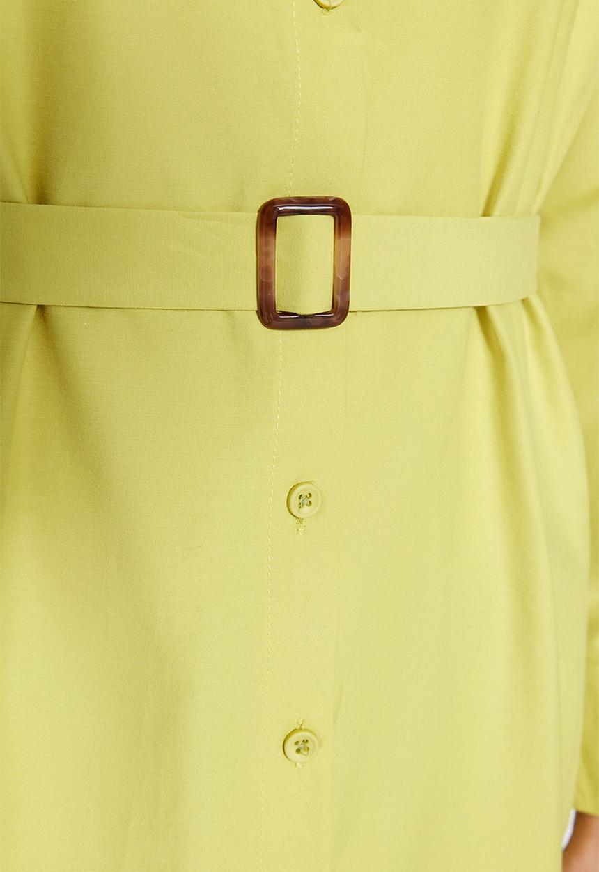 Trendyol - Modest belted shirt - mustard