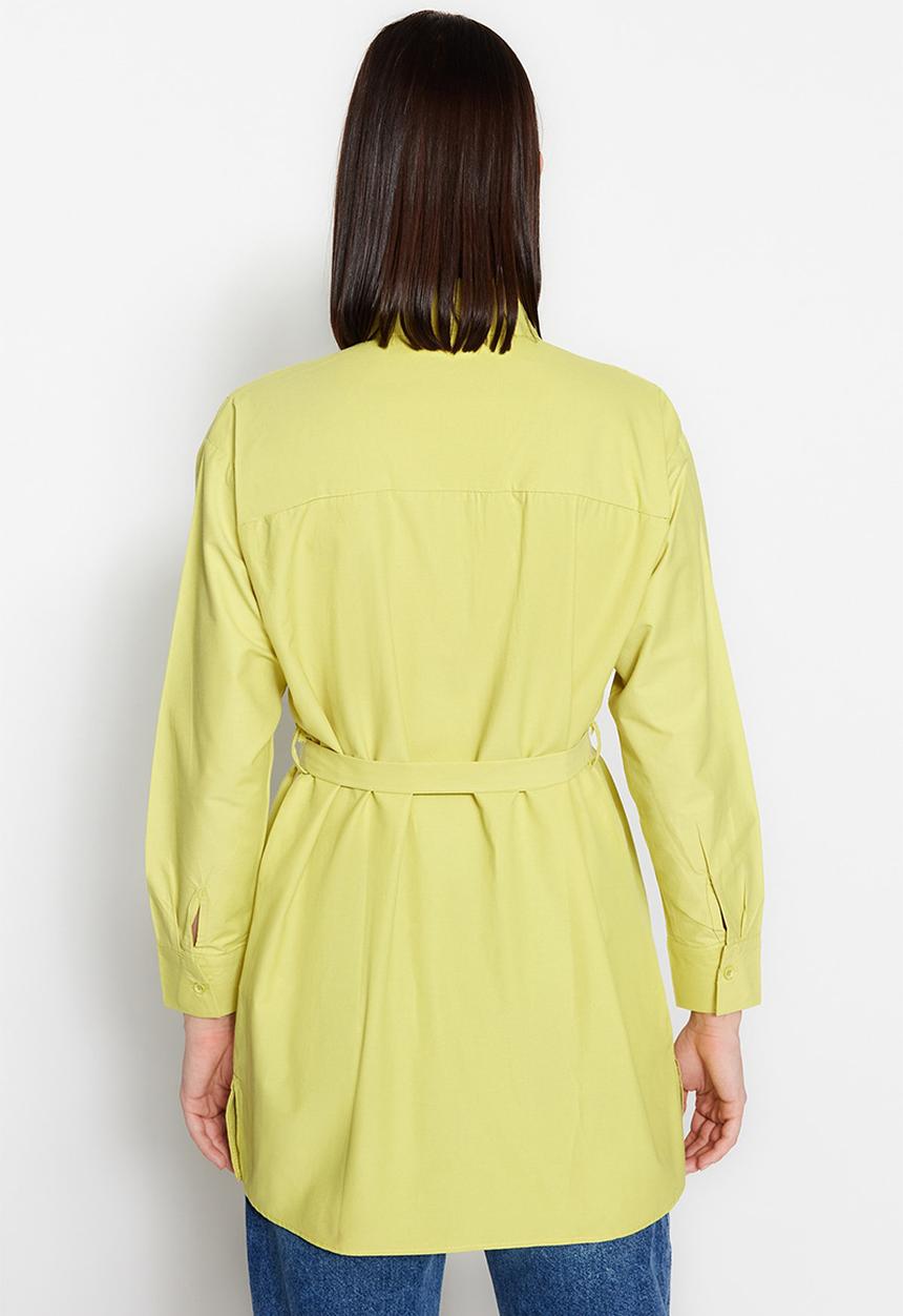 Trendyol - Modest belted shirt - mustard
