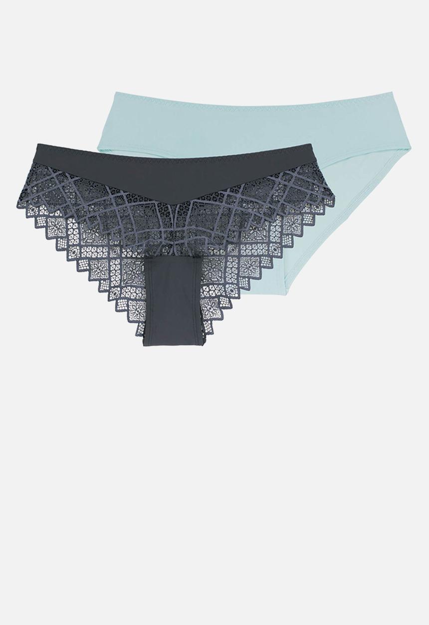 DORINA - Plus Kelsea 2pack cheeky hipster - grey/blue