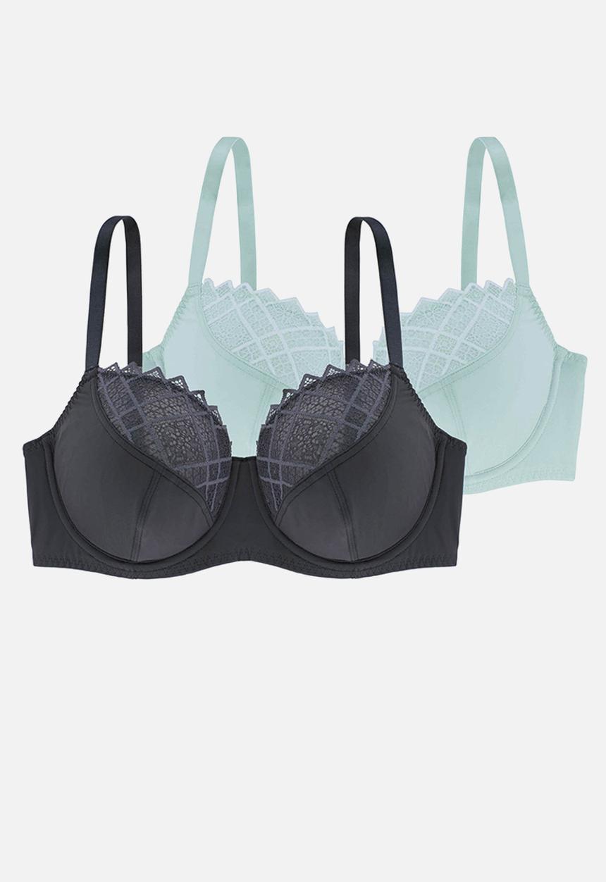 DORINA - Plus Kelsea 2pack non padded wired  bra - grey/blue