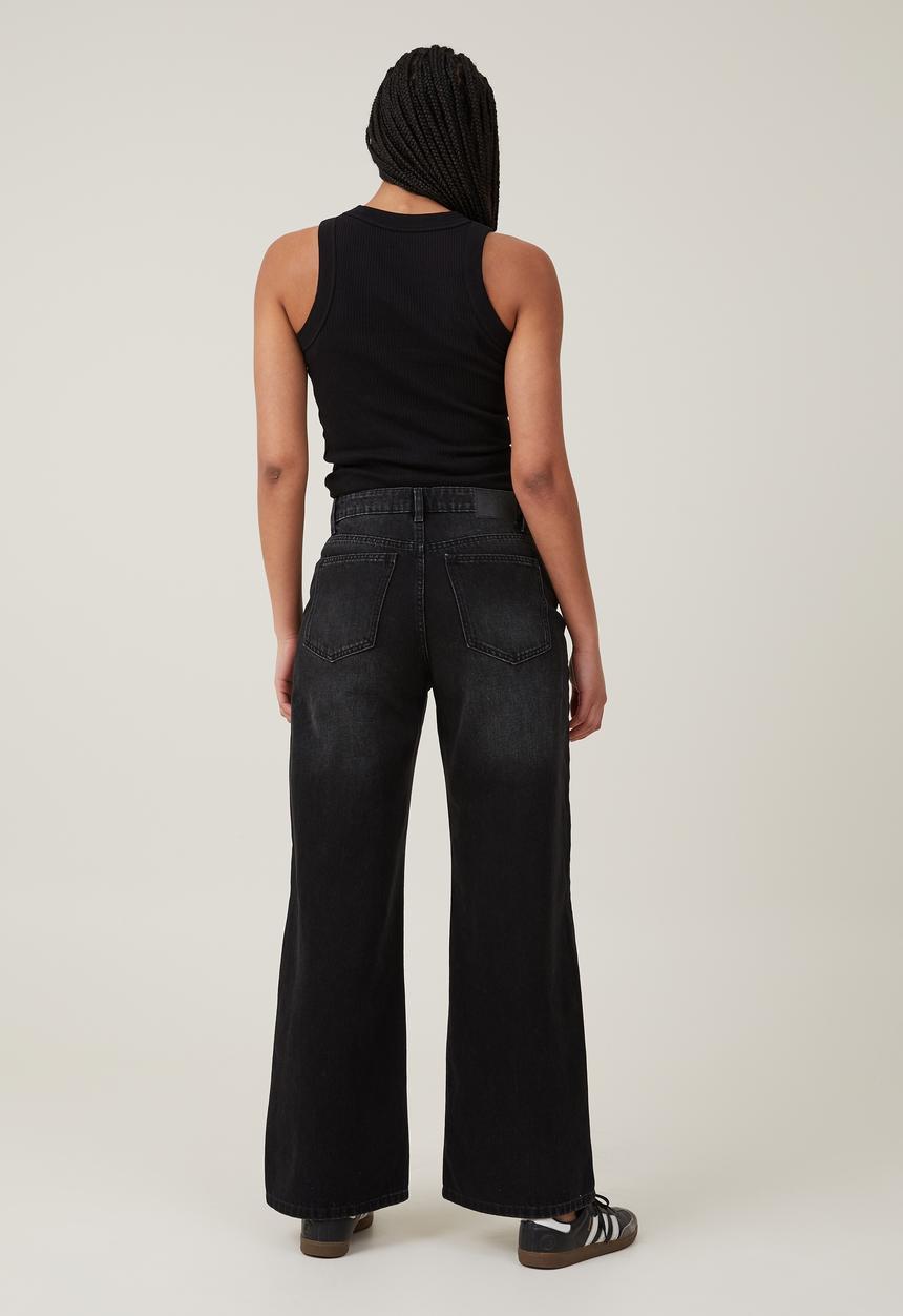Cotton On - Relaxed wide leg jean - black pepper