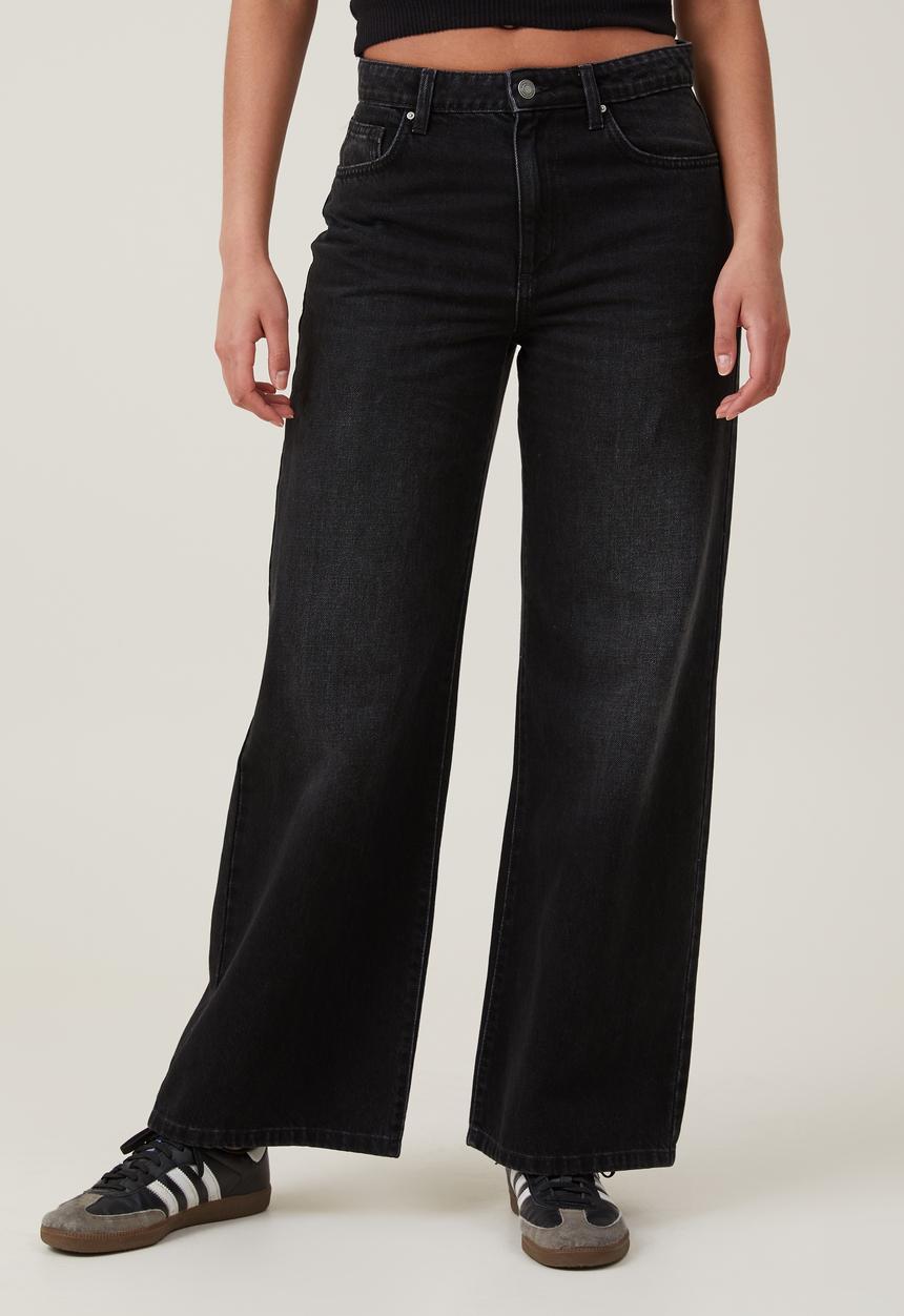 Cotton On - Relaxed wide leg jean - black pepper