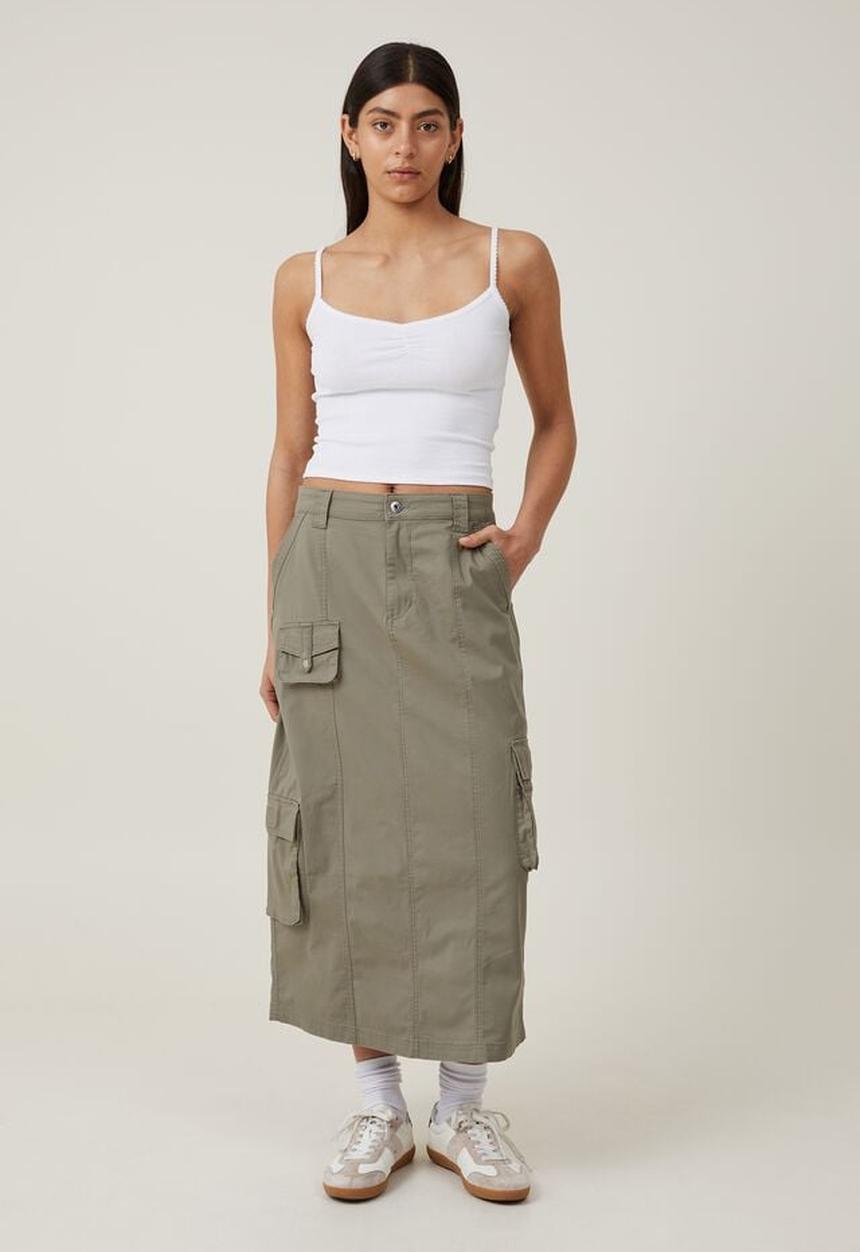 Cotton On - Hayden utility maxi skirt - woodland