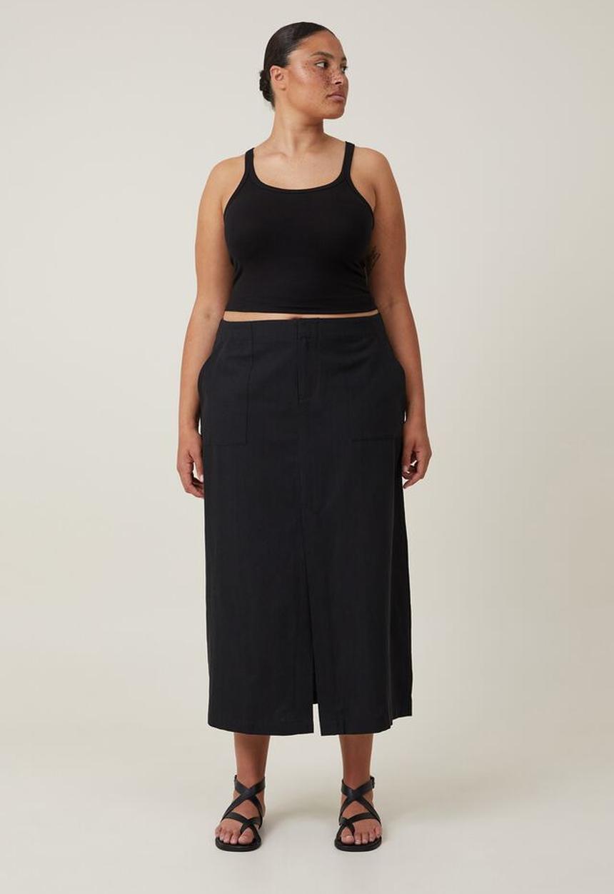 Cotton On - Plus jude midi skirt - black