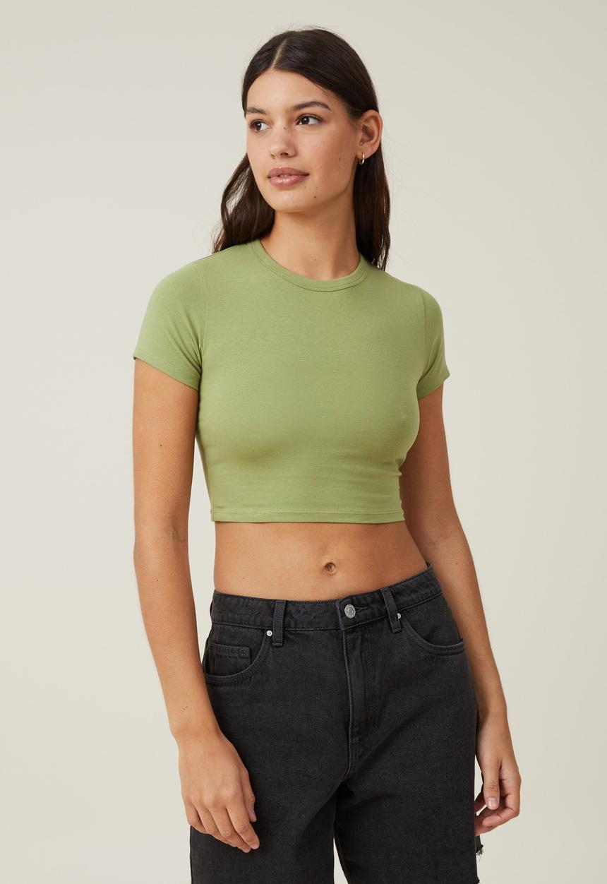 Cotton On - Micro crop tee - sweet green