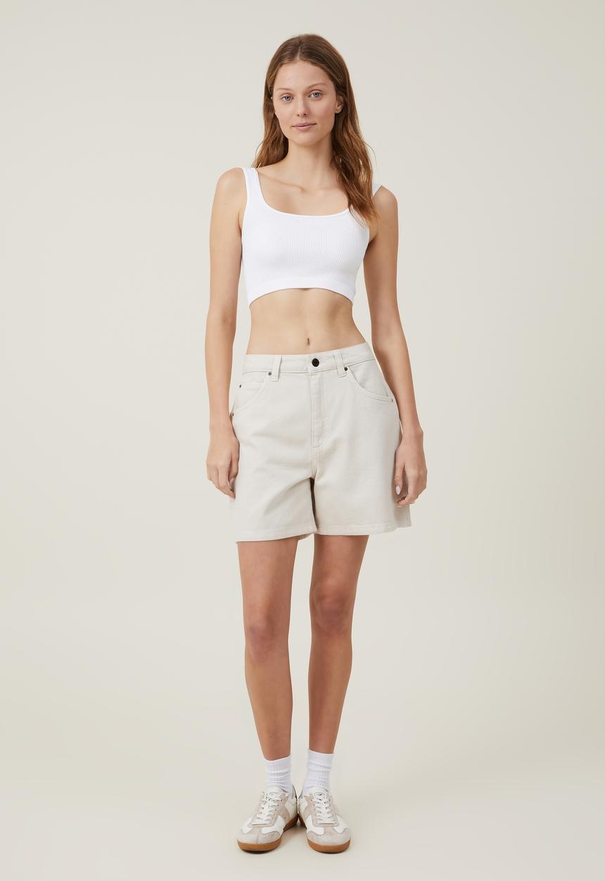 Cotton On - Carpenter denim short - soft taupe