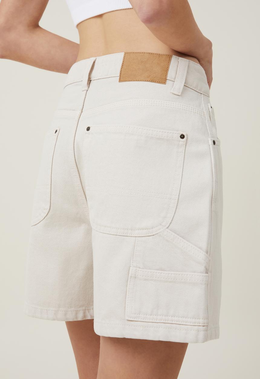 Cotton On - Carpenter denim short - soft taupe