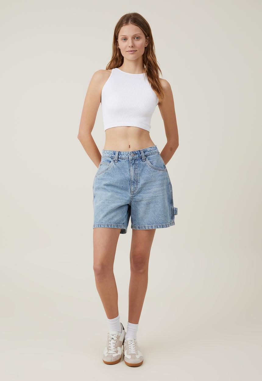 Cotton On - Carpenter denim short - bells blue