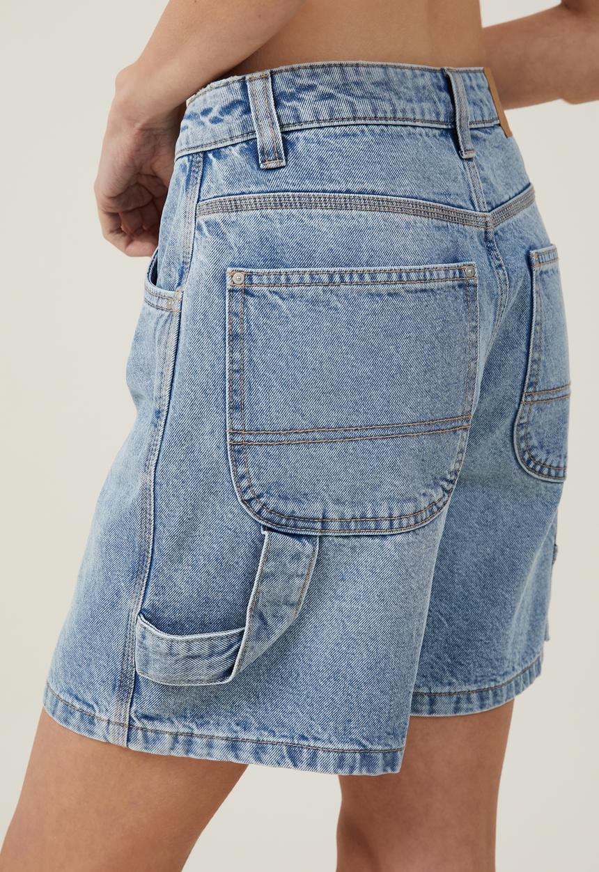Cotton On - Carpenter denim short - bells blue