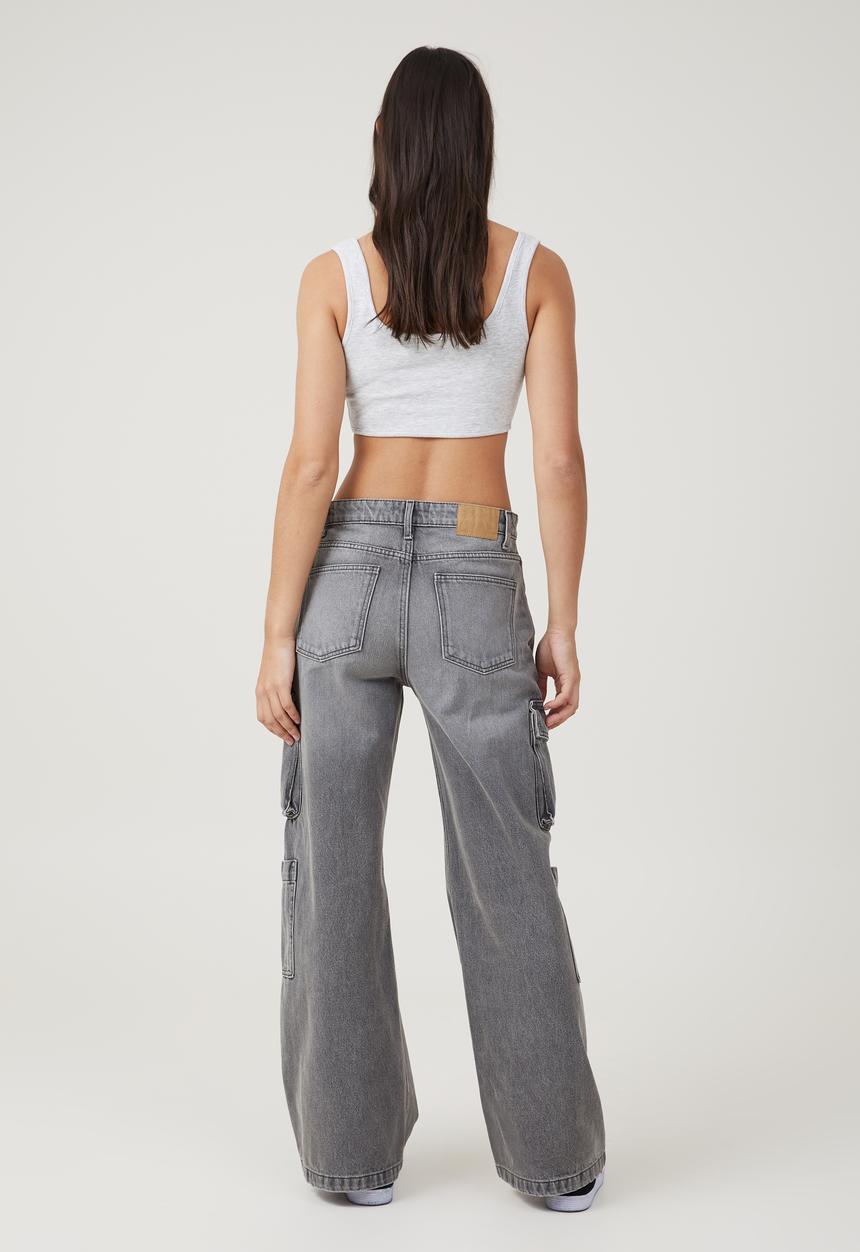 Cotton On - Cargo wide leg jean - shadow grey