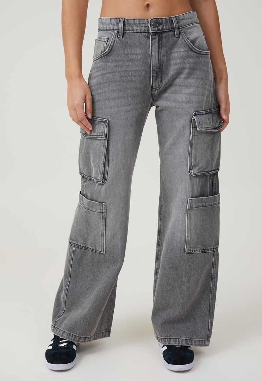 Cotton On - Cargo wide leg jean - shadow grey
