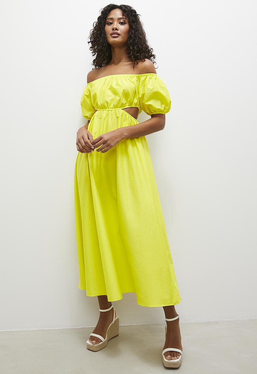 Superbalist - Bardot fit & flare midi dress - yellow