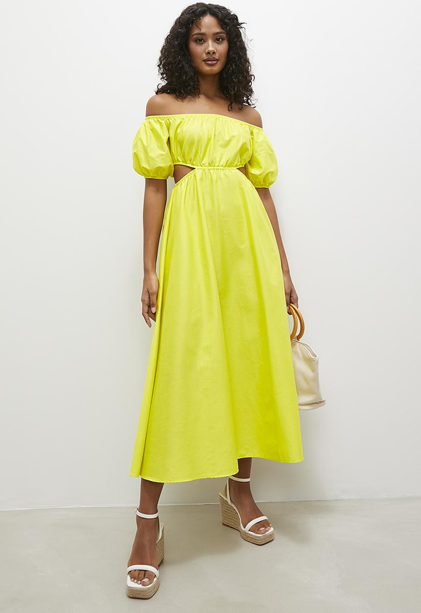 Superbalist - Bardot fit & flare midi dress - yellow